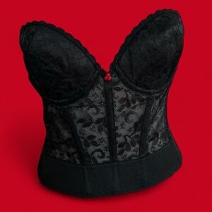 Cupid Black Lace Bustier with Red Accent